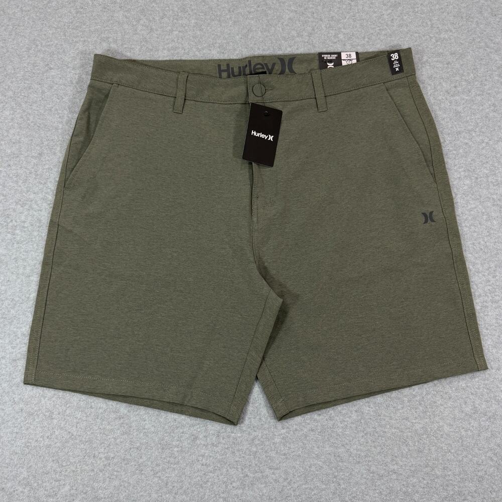 Hurley 4 Way Stretch Hybrid Walk Shorts 38x8" Olive Gray Quick Dry NWT